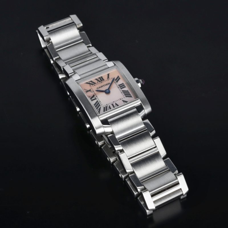 2006 Unpolished Cartier ref. W51008Q3 / 2384 Ladies Quartz Tank Francaise Pink Mother-of-pearl Dial. Box, Booklet & Papers - Image 12