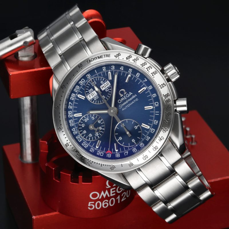 ca. 2000 Omega 35238000 Speedmaster Day-Date Mk40 Blue, Box+Booklets+Papers+Omega Serviced - Image 4