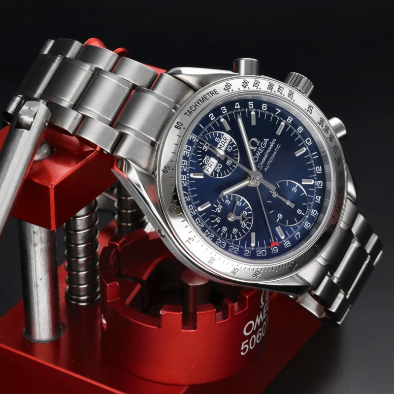 ca. 2000 Omega 35238000 Speedmaster Day-Date Mk40 Blue, Box+Booklets+Papers+Omega Serviced - Image 5