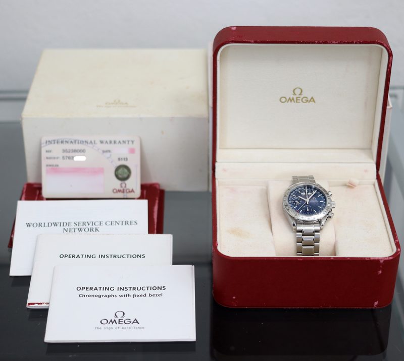 ca. 2000 Omega 35238000 Speedmaster Day-Date Mk40 Blue, Box+Booklets+Papers+Omega Serviced - Image 16