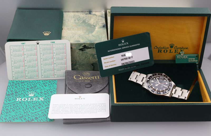 1986 Vintage Rolex ref. 16750 GMT-Master Automatico 40 mm Scatola+Libretto+Calendario+Cartellino+ Rolex Service Card - immagine 19