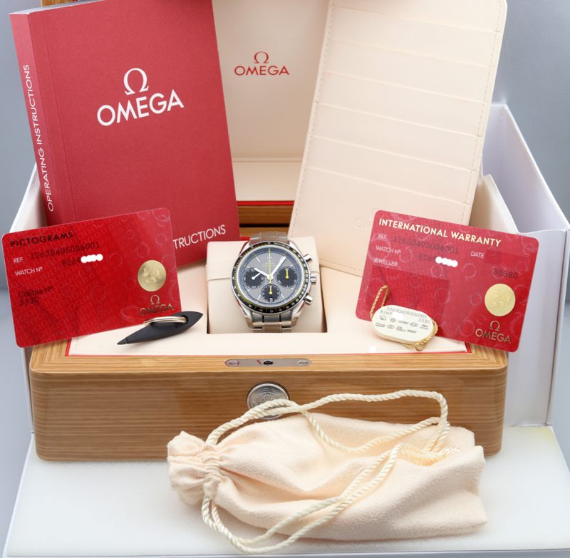 ca. 2020 Unpolished Omega 32630405006001 Speedmaster Racing Co-Axial Chronograph 40 mm, Box+Booklet+Cards - Image 17