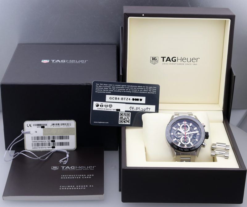 2017 TAG Heuer CAR2A1W.BA0703 Carrera Calibre Heuer 01 Automatico 45 mm. Full-set - immagine 17