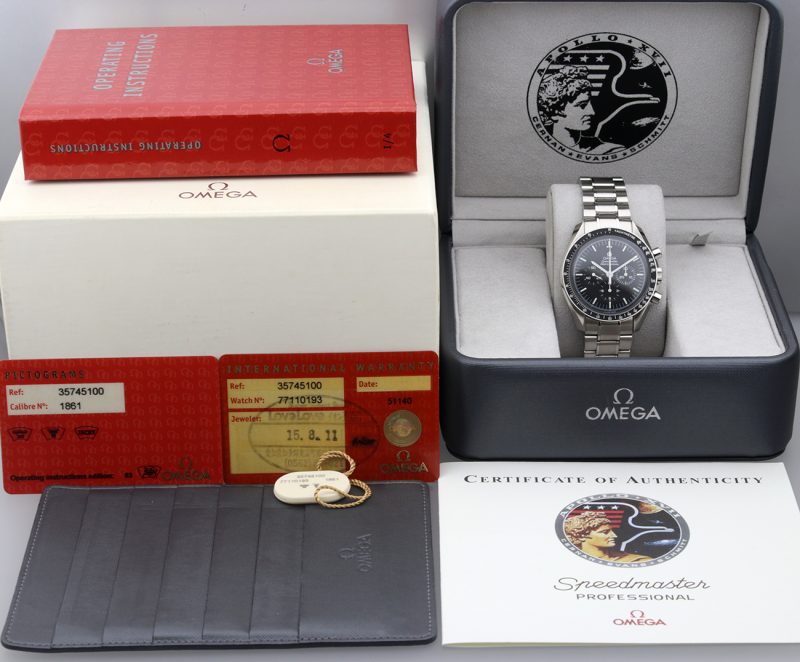 2002 Omega 35745100 Speedmaster Apollo XVII Limited, Box, Papers, Booklet, Hang Tag, Omega Serviced - Image 16