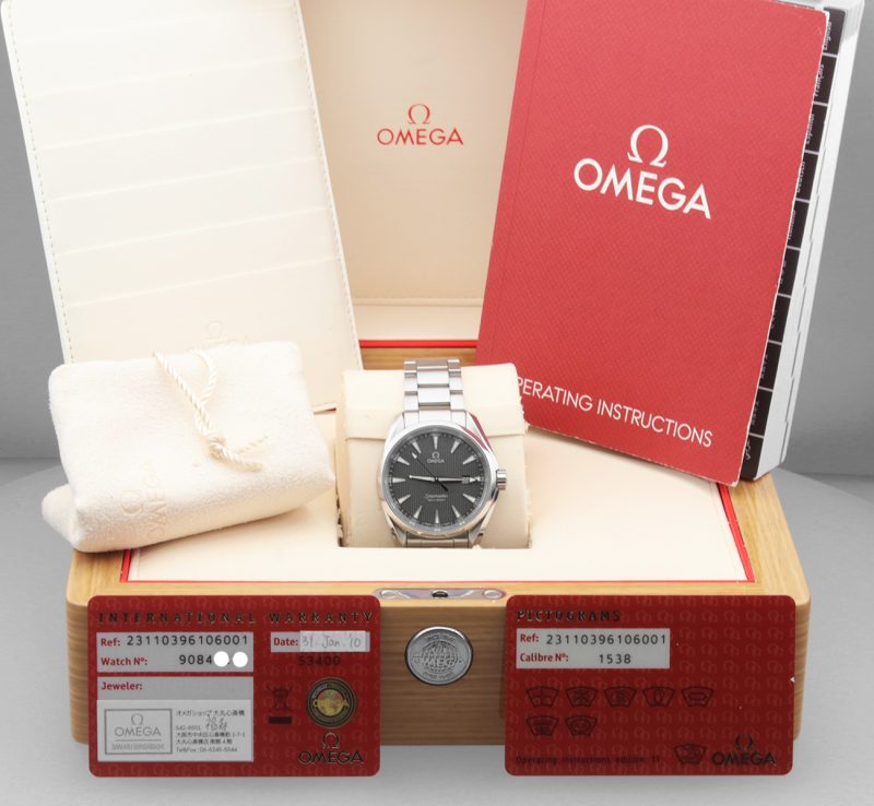 2010 Omega 23110396106001 Seamaster Aqua Terra Quartz 38.5mm Box+Cards+Booklet - Image 16