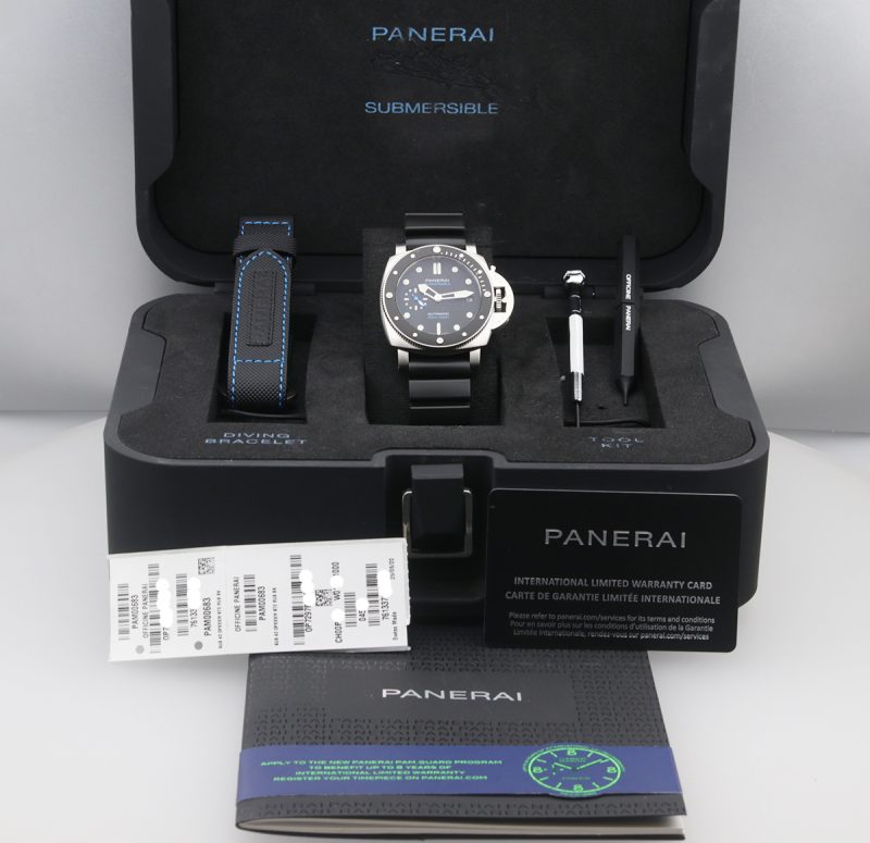 2020 Panerai PAM00683 Submersible Automatico 42mm. Scatola, Garanzia, Libretto, Cinturino da Immersione - immagine 15