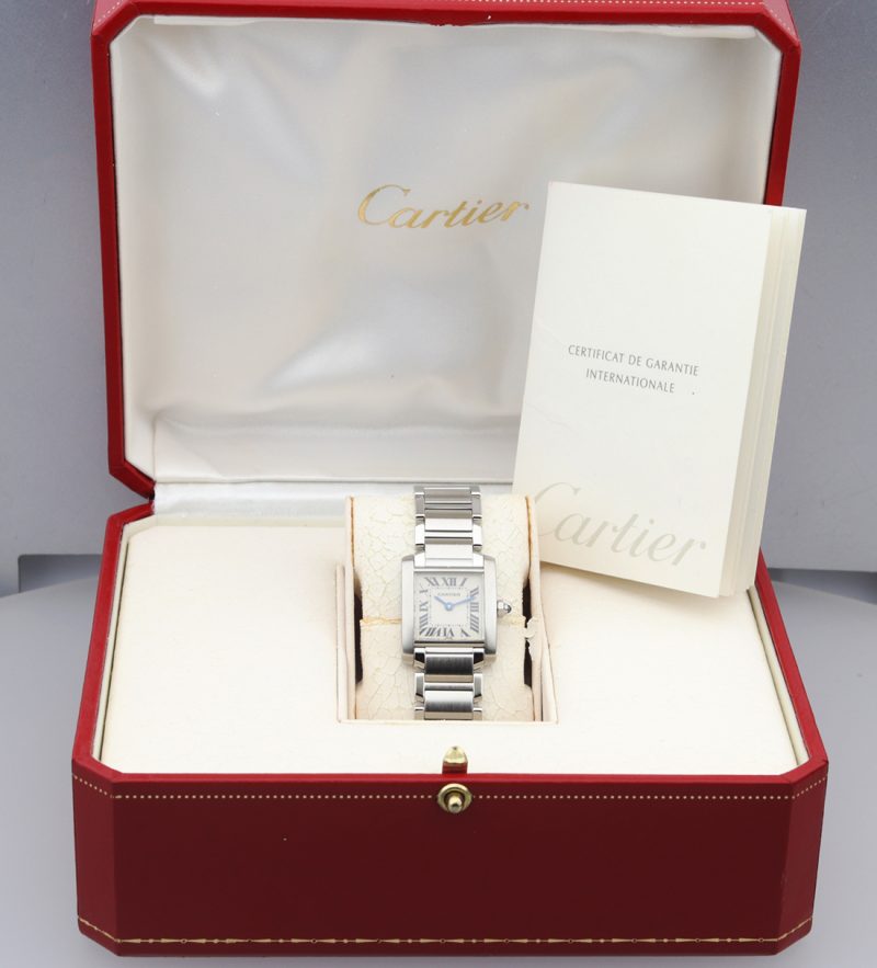 1998 Cartier ref. W51008Q3 / 2300 Ladies Quartz Tank Française 20 x 25 mm. Box and Papers - Image 16