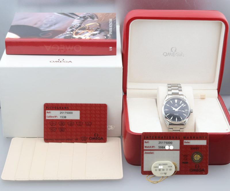 ca. 2007 Omega 25175000 Seamaster Aqua Terra Quartz 39.2mm Box, Cards, Booklet, Hang Tag - Image 16