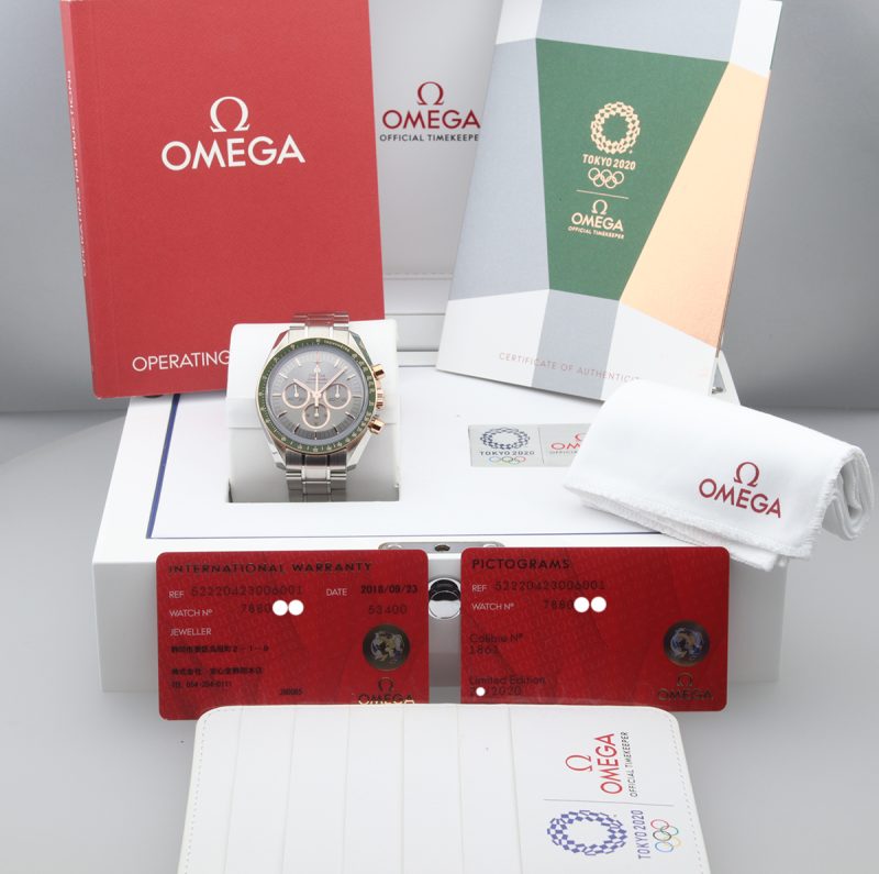 2018 Omega ref. 52220423006001 Speedmaster Tokio 2020 Carica Manuale Acciaio e Oro Rosa Full-set - immagine 16