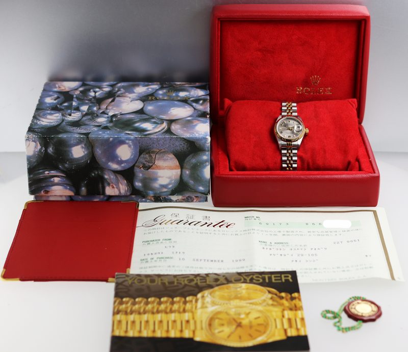 1999 Rolex Lady Datejust 69173 Oro e Acciaio 26mm Quadrante Grigio Full-set - immagine 16