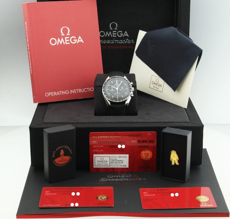 2021 Omega ref. 31032425001001 Speedmaster Professional Moonwatch Co-Axial, Box, Papers, Booklets, Cloth, 50th Anniversary Pin Moonlanding - Image 15