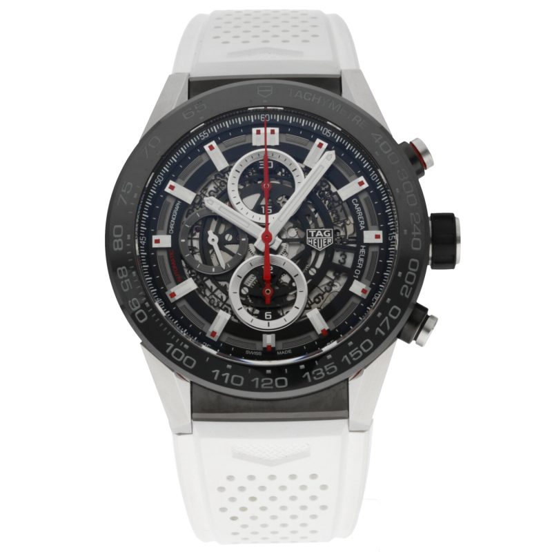 2018 TAG Heuer CAR2A1Z.FT6051 Carrera Calibre Heuer 01 Automatic 45 mm Full-set + TH Red Rubber Strap - Image 3