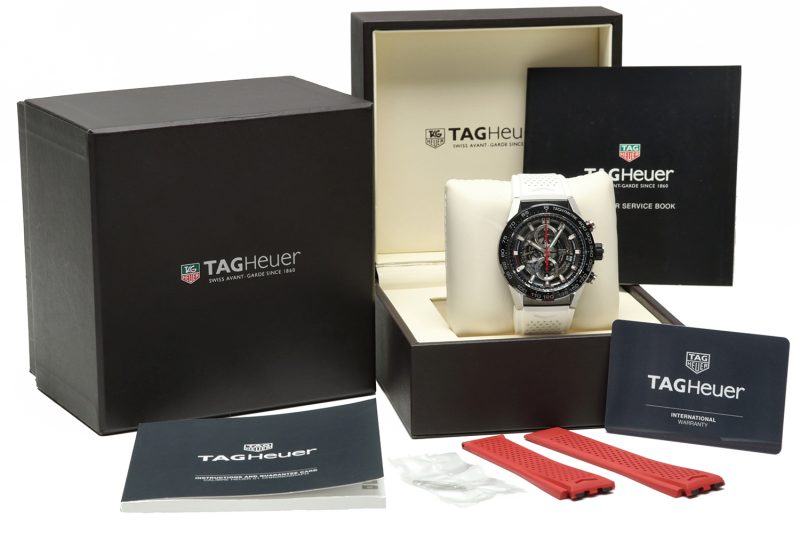 2018 TAG Heuer CAR2A1Z.FT6051 Carrera Calibre Heuer 01 Automatic 45 mm Full-set + TH Red Rubber Strap - Image 16