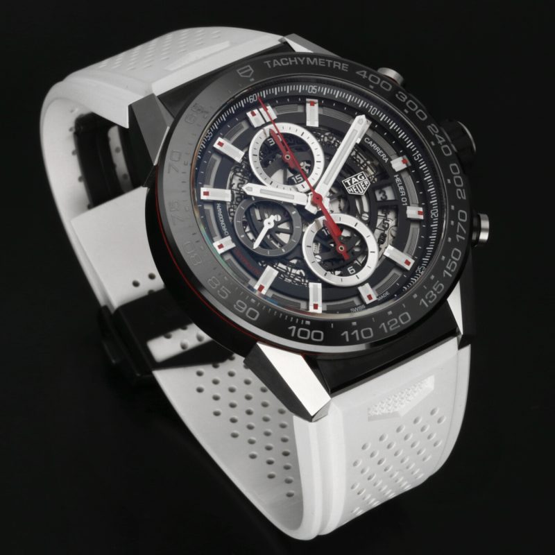 2018 TAG Heuer CAR2A1Z.FT6051 Carrera Calibre Heuer 01 Automatic 45 mm Full-set + TH Red Rubber Strap - Image 12