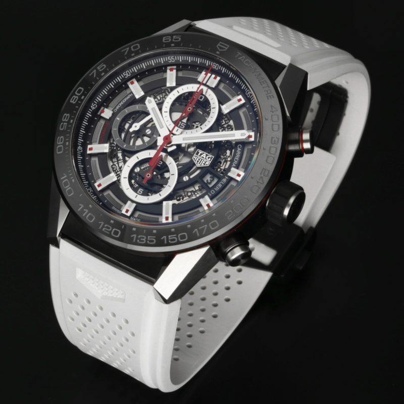 2018 TAG Heuer CAR2A1Z.FT6051 Carrera Calibre Heuer 01 Automatic 45 mm Full-set + TH Red Rubber Strap - Image 13