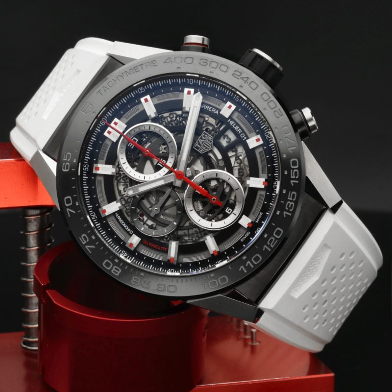 2018 TAG Heuer CAR2A1Z.FT6051 Carrera Calibre Heuer 01 Automatic 45 mm Full-set + TH Red Rubber Strap - Image 4