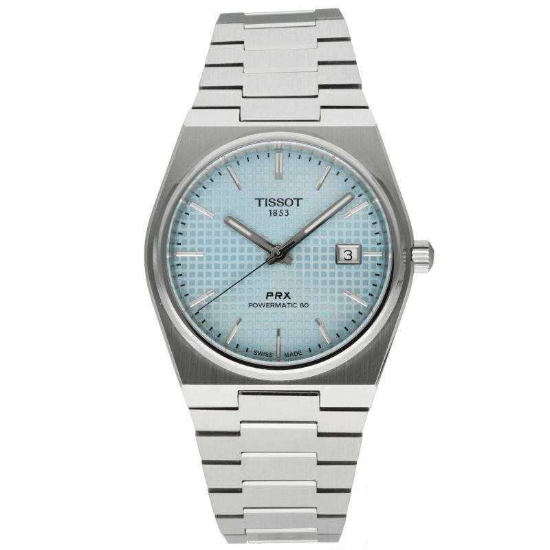 2023 Tissot T1374071135100 Powermatic 80 Automatico 40 mm Acciaio su Acciaio Quadrante Ice Blue Full-set - immagine 3