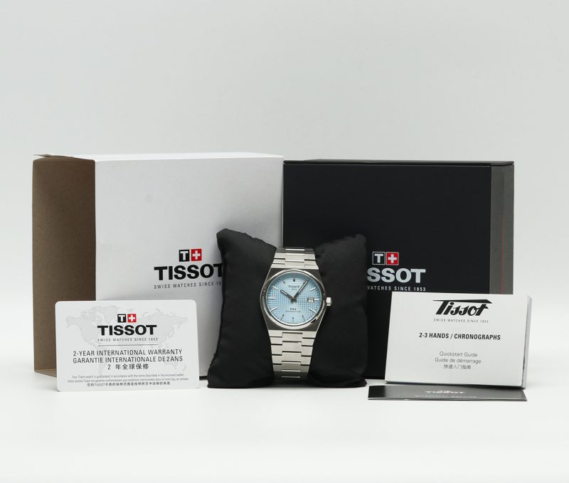 2023 Tissot T1374071135100 Powermatic 80 Automatico 40 mm Acciaio su Acciaio Quadrante Ice Blue Full-set - immagine 16