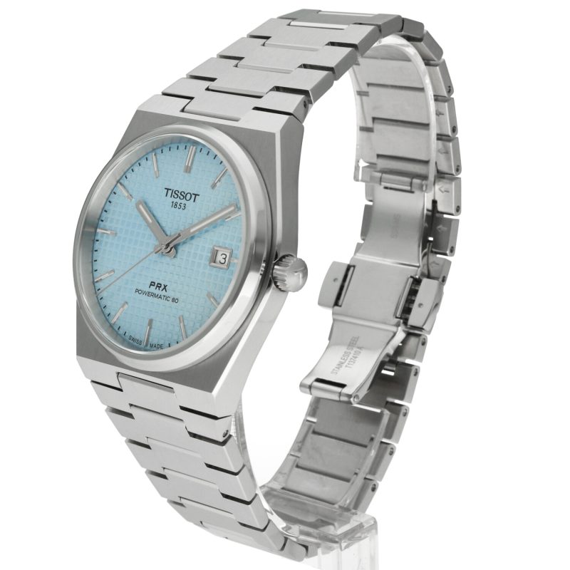 2023 Tissot T1374071135100 Powermatic 80 Automatico 40 mm Acciaio su Acciaio Quadrante Ice Blue Full-set - immagine 2