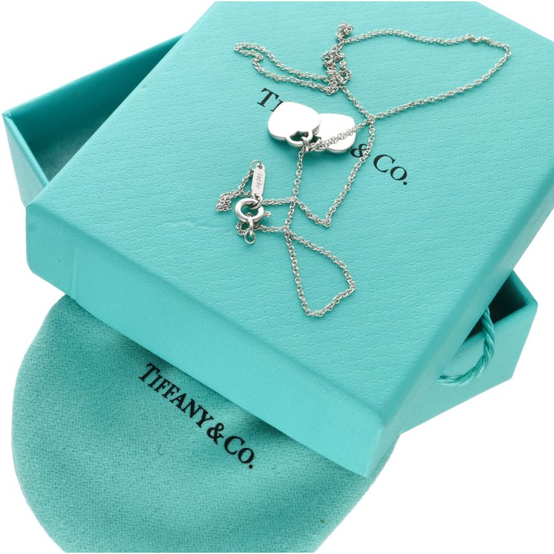 Pre-Loved Tiffany & Co. Collana Argento con Doppio Pendente a Forma di Cuore Please Return to Tiffany - immagine 11