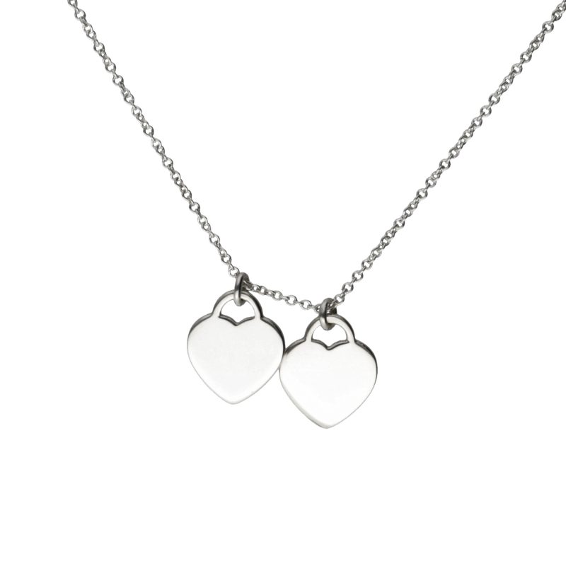 Pre-Loved Tiffany & Co. Collana Argento con Doppio Pendente a Forma di Cuore Please Return to Tiffany - immagine 4