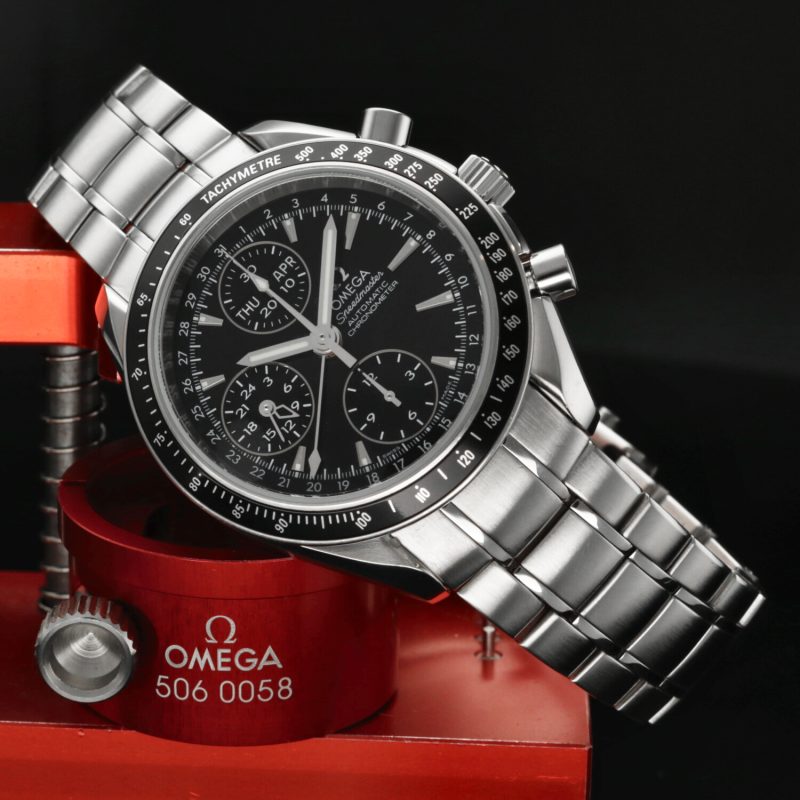 2012 ca. Omega ref. 32205000 Speedmaster Triple Date Automatico Acciaio su Acciaio 40 mm Scatola e Garanzia - immagine 5