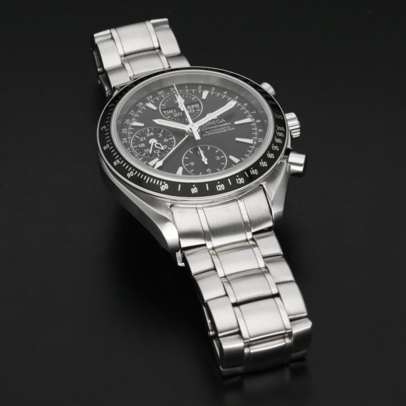 2012 ca. Omega ref. 32205000 Speedmaster Triple Date Automatico Acciaio su Acciaio 40 mm Scatola e Garanzia - immagine 12