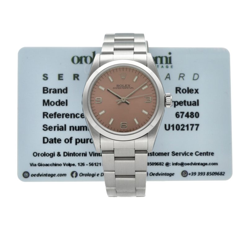 1997 Rolex ref. 67480 Oyster Perpetual Automatic Stainless Steel 31 mm Salmon Dial - Image 5