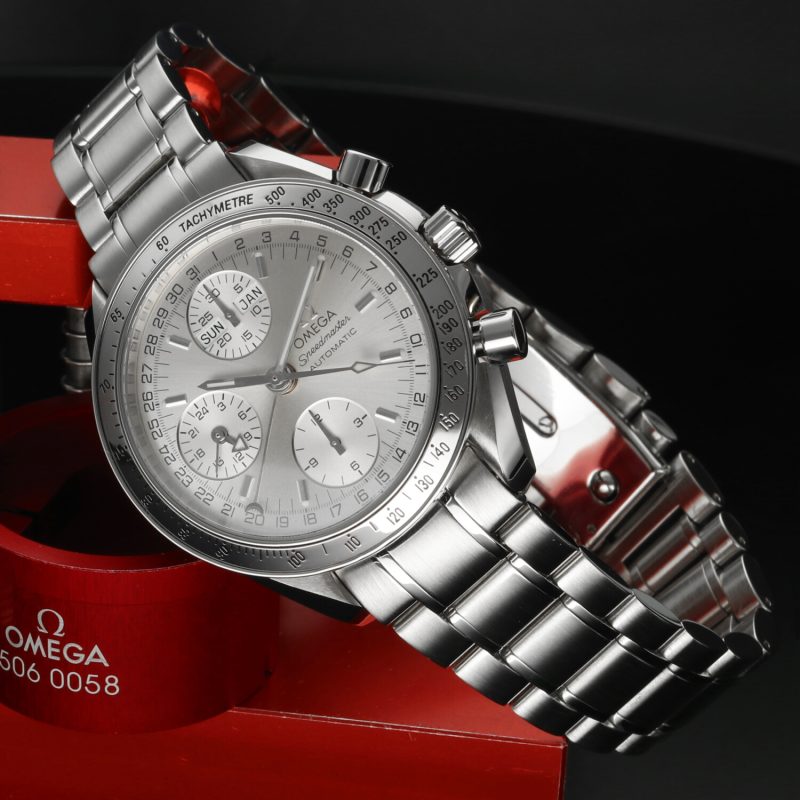 2006 Omega ref. 35133000 Speedmaster Triple Date Automatico Acciaio su Acciaio 39 mm Full-set + Revisione Omega - immagine 5