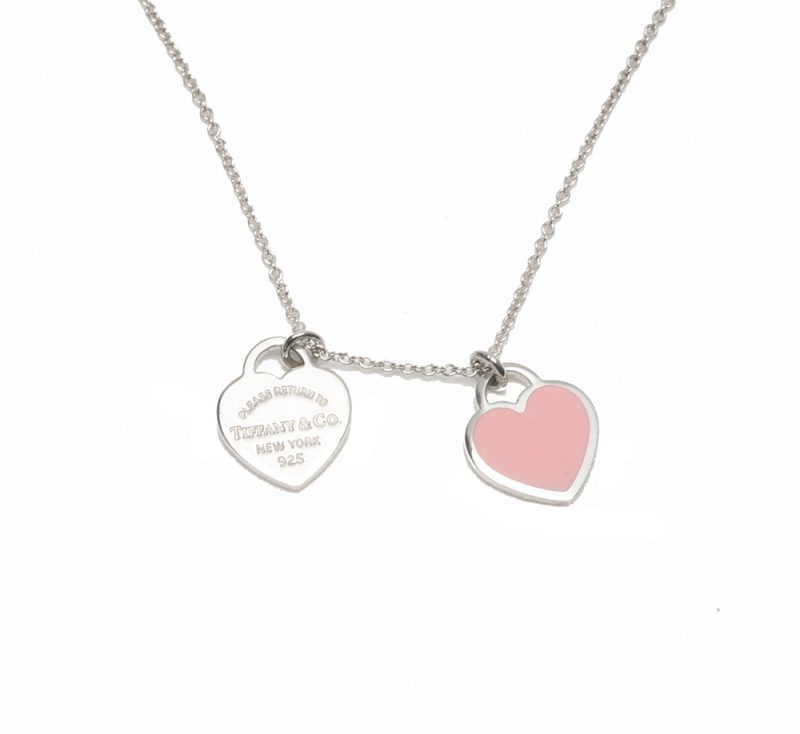 Tiffany & Co. Return to Tiffany Collection Pink Mini Double Heart Tag Pendant in Silver - Image 11