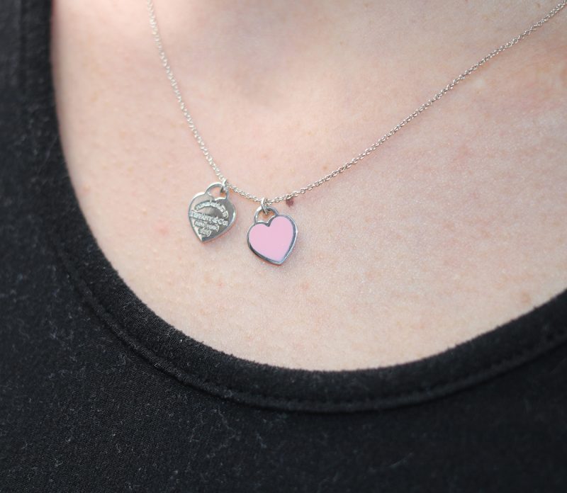 Tiffany & Co. Return to Tiffany Collection Pink Mini Double Heart Tag Pendant in Silver - Image 13