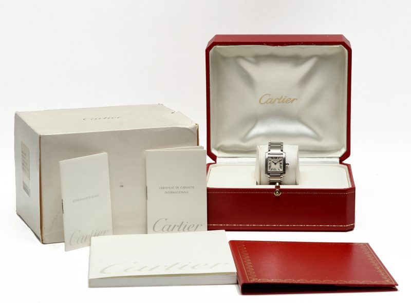 1999 Cartier ref. W51008Q3 / 2384 Ladies Quartz Tank Française 20 x 25 mm Box and Papers - Image 16