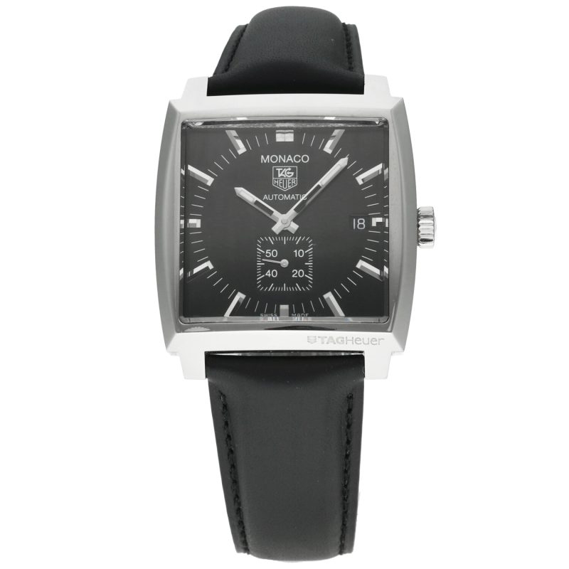 2013 TAG Heuer Monaco Solo Tempo ref. WW2110-0 Automatico Acciaio su Pelle 37 mm Full-set - immagine 3