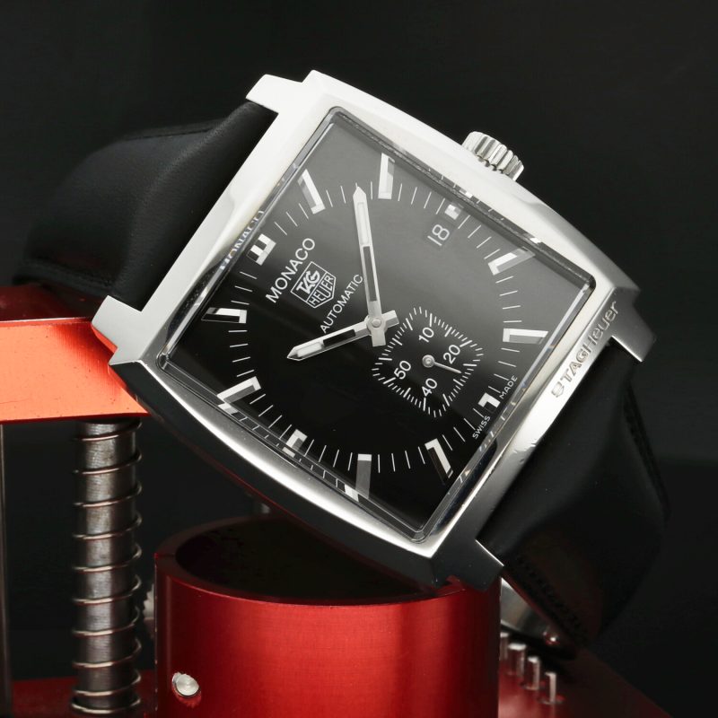 2013 TAG Heuer Monaco Solo Tempo ref. WW2110-0 Automatico Acciaio su Pelle 37 mm Full-set - immagine 4