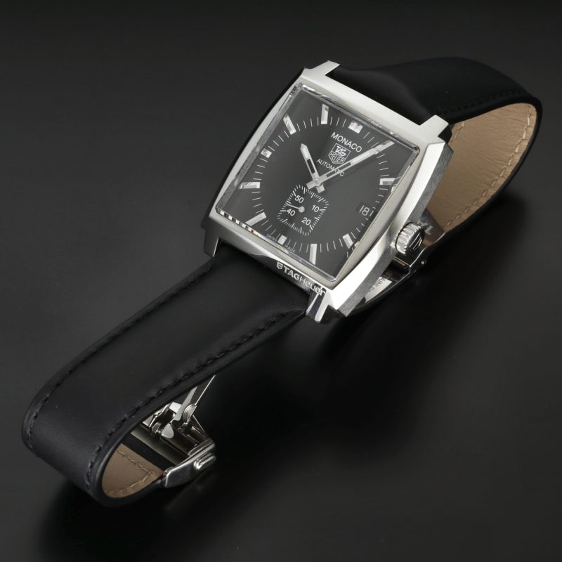 2013 TAG Heuer Monaco Solo Tempo ref. WW2110-0 Automatico Acciaio su Pelle 37 mm Full-set - immagine 14