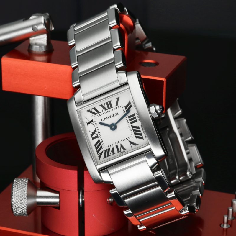 1999 Cartier ref. W51008Q3 / 2300 Ladies Quartz Tank Française 20 x 25 mm Box and Papers - Image 6