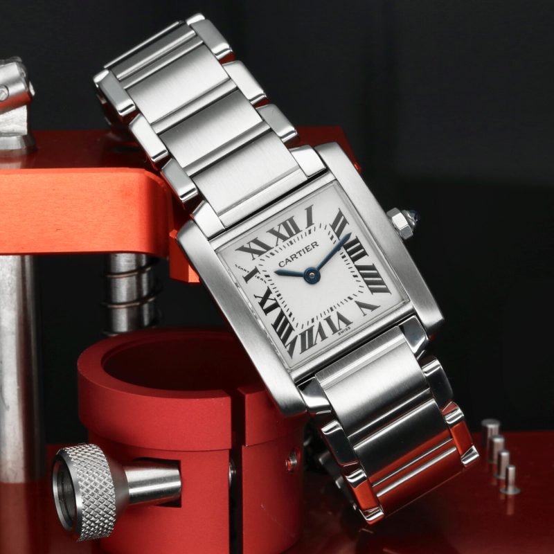 1999 Cartier ref. W51008Q3 / 2300 Ladies Quartz Tank Française 20 x 25 mm Box and Papers - Image 5