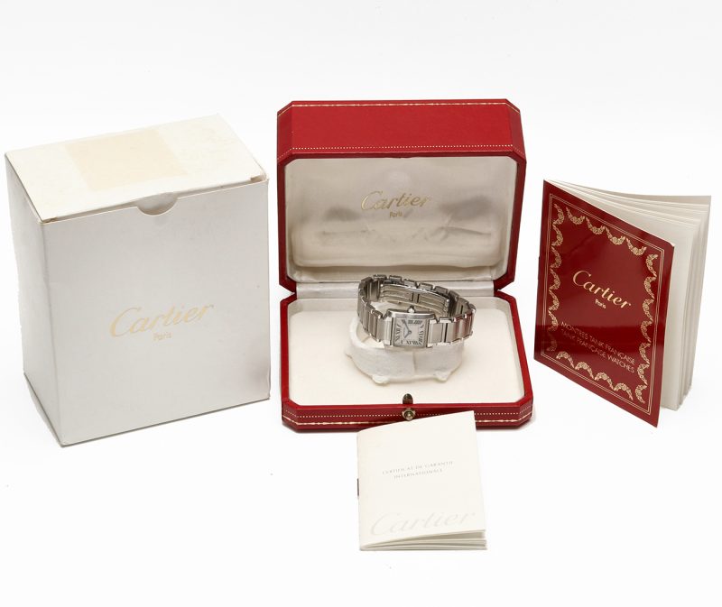 1999 Cartier ref. W51008Q3 / 2300 Ladies Quartz Tank Française 20 x 25 mm Box and Papers - Image 16