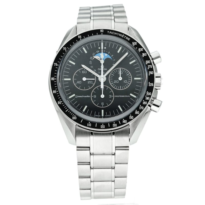 2004 Omega Speedmaster Professional Moonwatch Moonphase 35765000 Manuale Fasi Lunari Revisionato Omega con Scatola e Garanzia - immagine 3