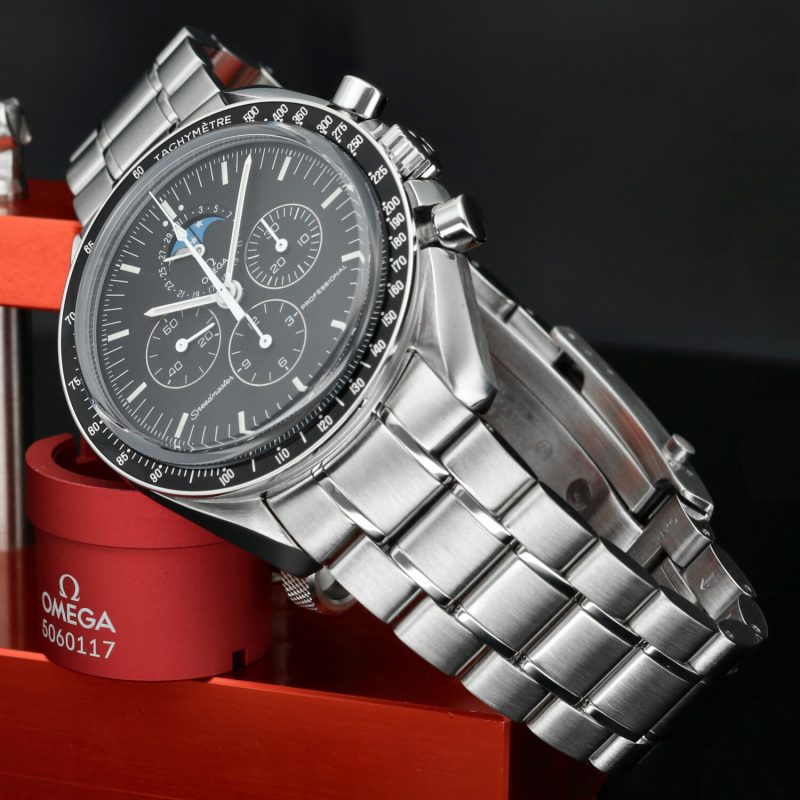 2004 Omega Speedmaster Professional Moonwatch Moonphase 35765000 Manuale Fasi Lunari Revisionato Omega con Scatola e Garanzia - immagine 4