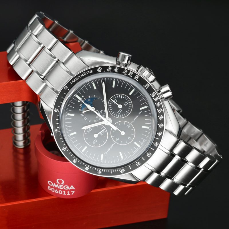 2004 Omega Speedmaster Professional Moonwatch Moonphase 35765000 Manuale Fasi Lunari Revisionato Omega con Scatola e Garanzia - immagine 5