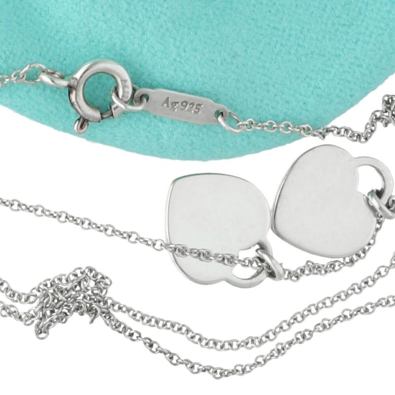 Tiffany & Co. Please Return to Mini Double Heart Pendant 925 Sterling Necklace - Image 9