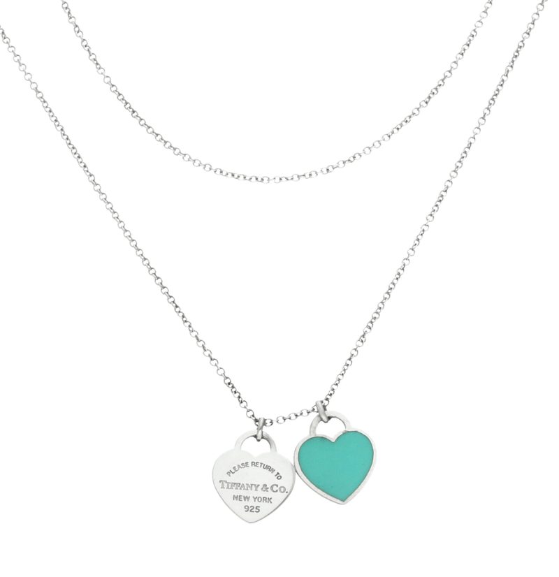 Tiffany & Co. Please Return to Mini Double Heart Pendant 925 Sterling Necklace