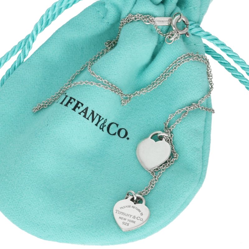 Tiffany & Co. Please Return to Mini Double Heart Pendant 925 Sterling Necklace - Image 4