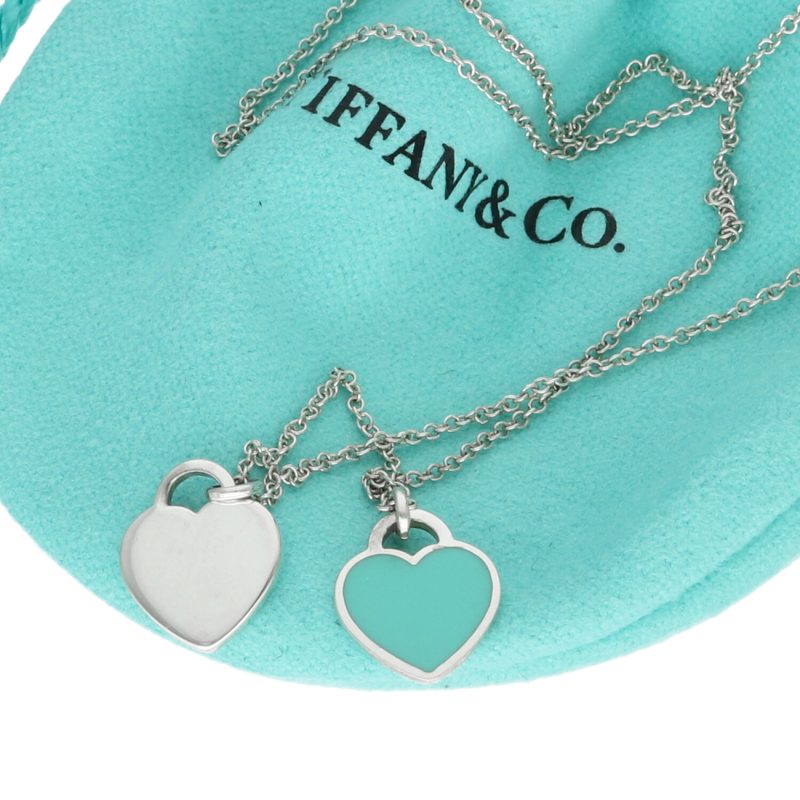 Tiffany & Co. Please Return to Mini Double Heart Pendant 925 Sterling Necklace - Image 6