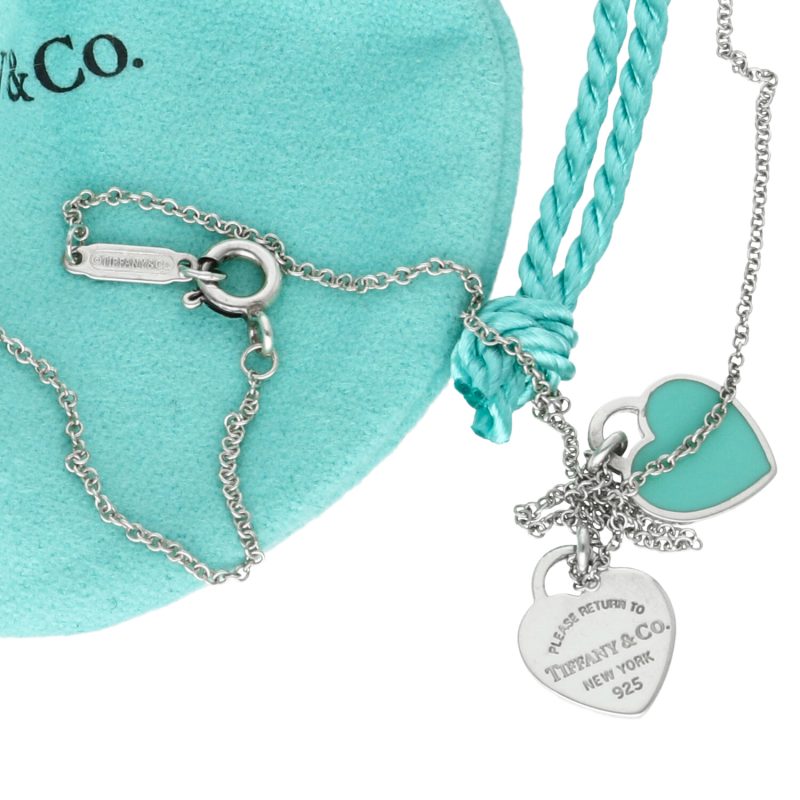 Tiffany & Co. Please Return to Mini Double Heart Pendant 925 Sterling Necklace - Image 7