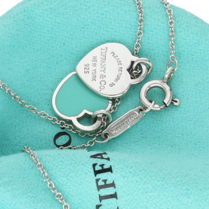 Tiffany & Co. Please Return to Mini Double Heart Pendant 925 Sterling Necklace - Image 8