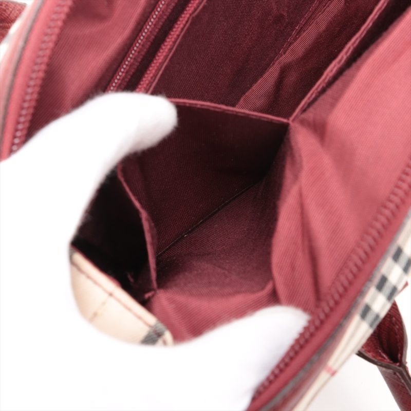 Burberry Borsa a Tracolla in Tela Nova Check e Pelle Beige x Bordeaux - immagine 13