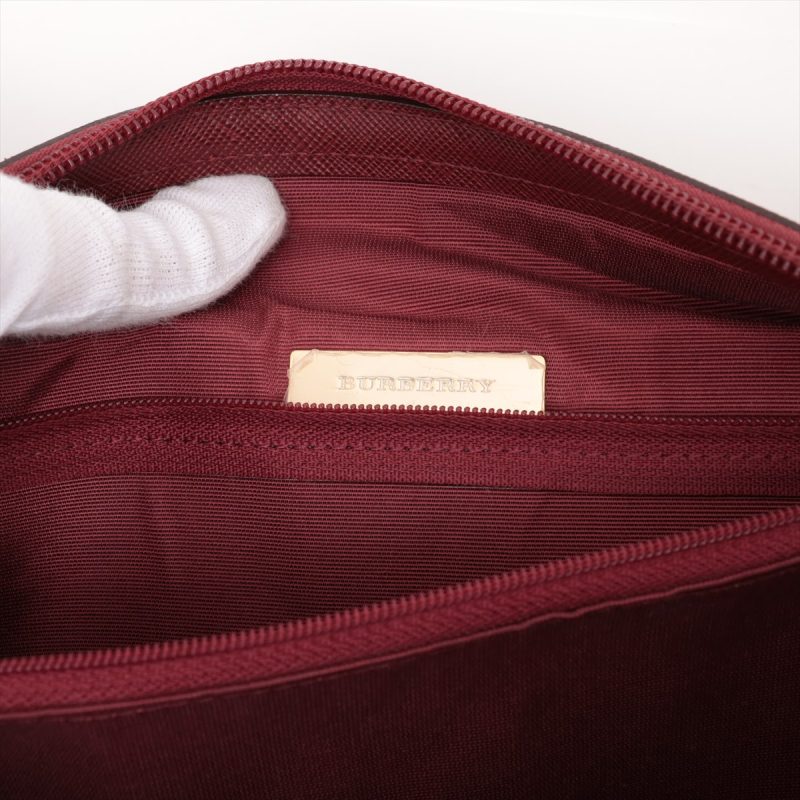 Burberry Borsa a Tracolla in Tela Nova Check e Pelle Beige x Bordeaux - immagine 14