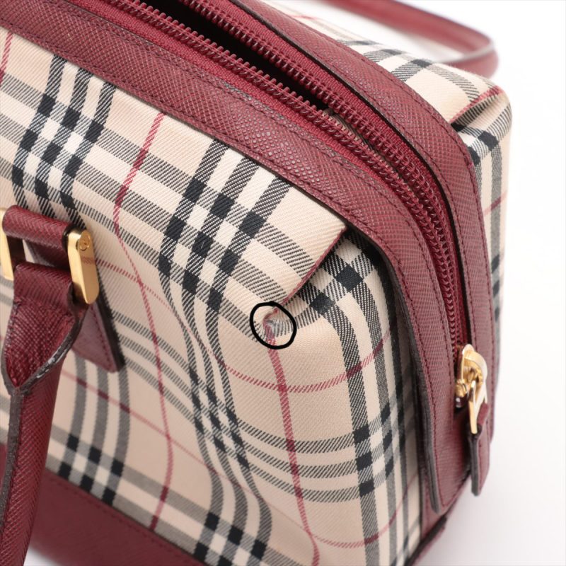 Burberry Borsa a Tracolla in Tela Nova Check e Pelle Beige x Bordeaux - immagine 16